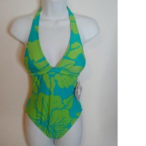 Speedo Blue Green Sea Glass 1 Pc Tank Swimsuit NWT
